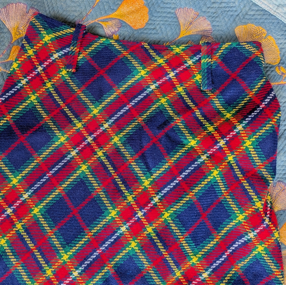 1970s Vintage Plaid Maxi Skirt